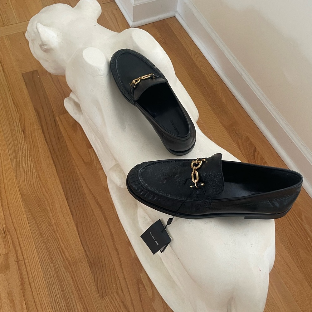 Classic Black Loafers with Gold Accent from Massimo Duty Never Worn